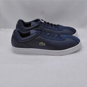Lacoste Mens Sneakers Size 12 Navy Leather Casual Comfort Lace Up Athletic Shoes